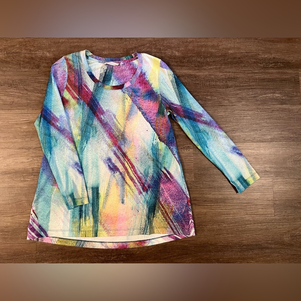 Soft Surroundings Medium Dale Tunic Top Watercolor Long Sleeve A27